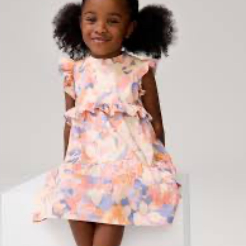 Baby GAP Toddler Tiered Ruffle Dress with Floral Design Sz 2